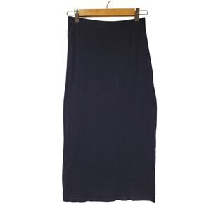 BooHoo Black Ribbed Bodycon Midi Skirt Women's 8 Minimalist Capsule Wardrobe